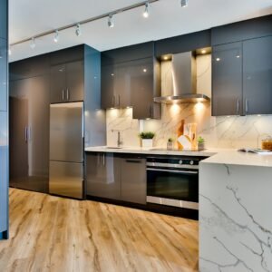 white and black kitchen counter